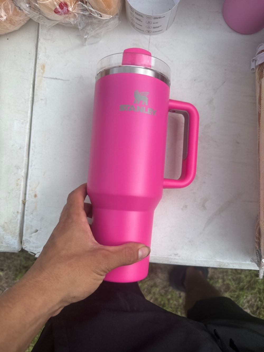 Stanley Hot Pink Travel Tumbler with Handle